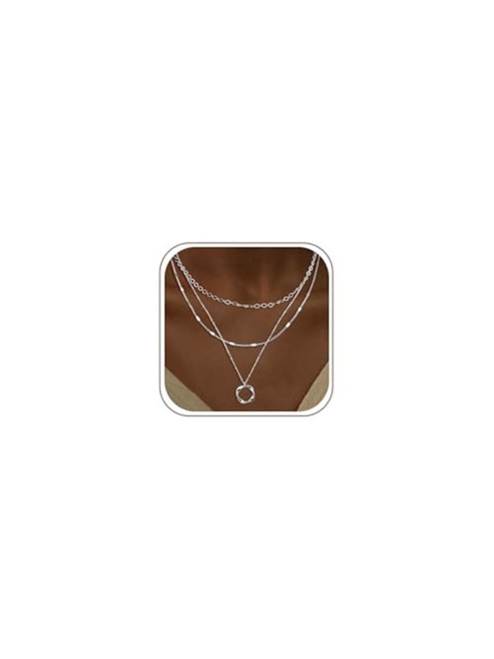 Tewiky Layered Necklace for Women, 14K Gold Plated Dainty Circle Pendant